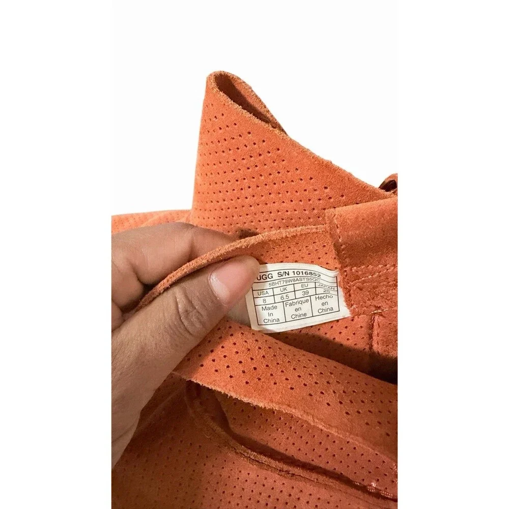 UGG Mini Perforated Boots Unlined Orange Soft Pull On Suede Leather Boots Sz 8